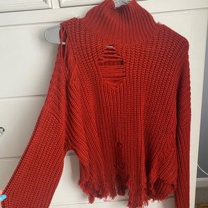 Knitted Pattern Red Sweater